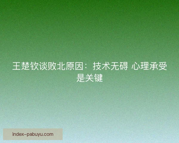 王楚钦谈败北原因:技术无碍 心理承受是关键 王楚钦谈败北原因:技术无碍 心理承受是关键